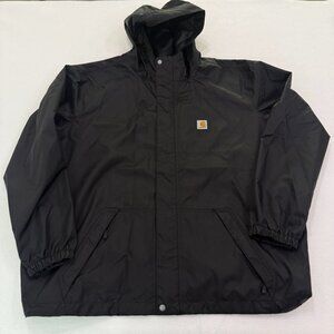 Carhartt Jacket Black 3XL Tall Storm Defender Nylon Rain Coat Hooded OJ3510-M